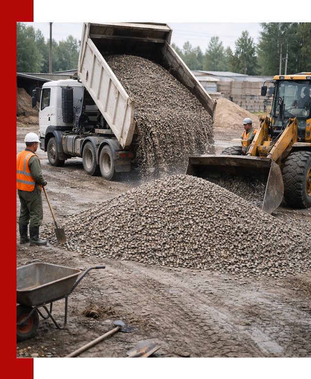 Мытый гравий с доставкой в Кинели от карьера до участка