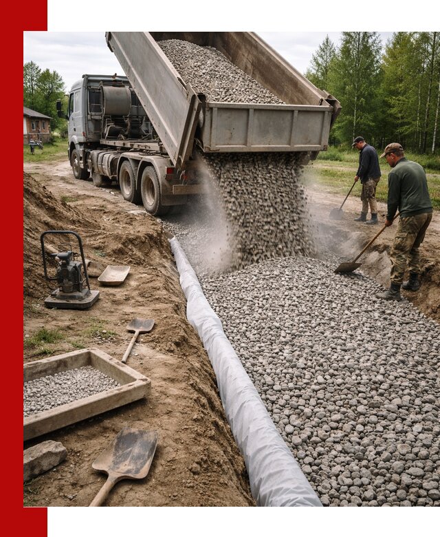 Гравий для дренажа с доставкой в Кинели качественный и недорогой