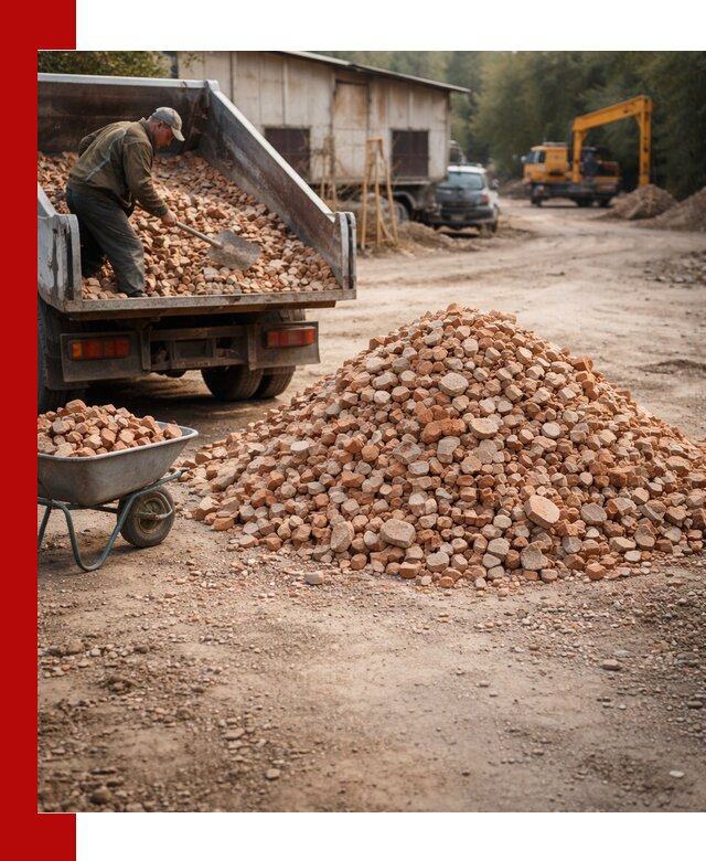 Доставка и подушка из боя кирпича с разгрузкой в Кинели