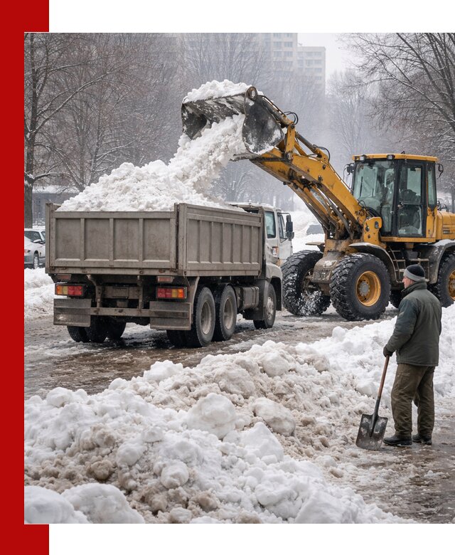 Вывоз снега грузовой техникой в Кинели оперативно и чисто