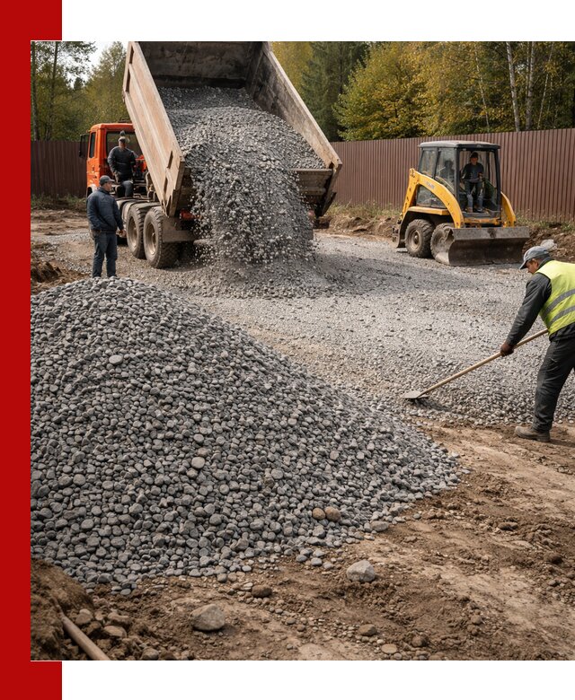 Отсыпка участка щебнем с доставкой и уплотнением в Кинели