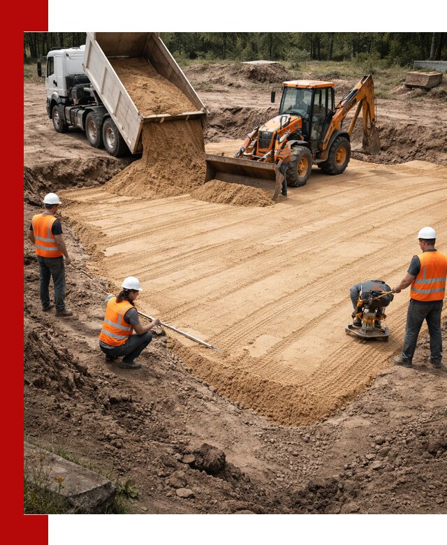 Устройство песчаной подушки для фундаментов и дорог в Кинели